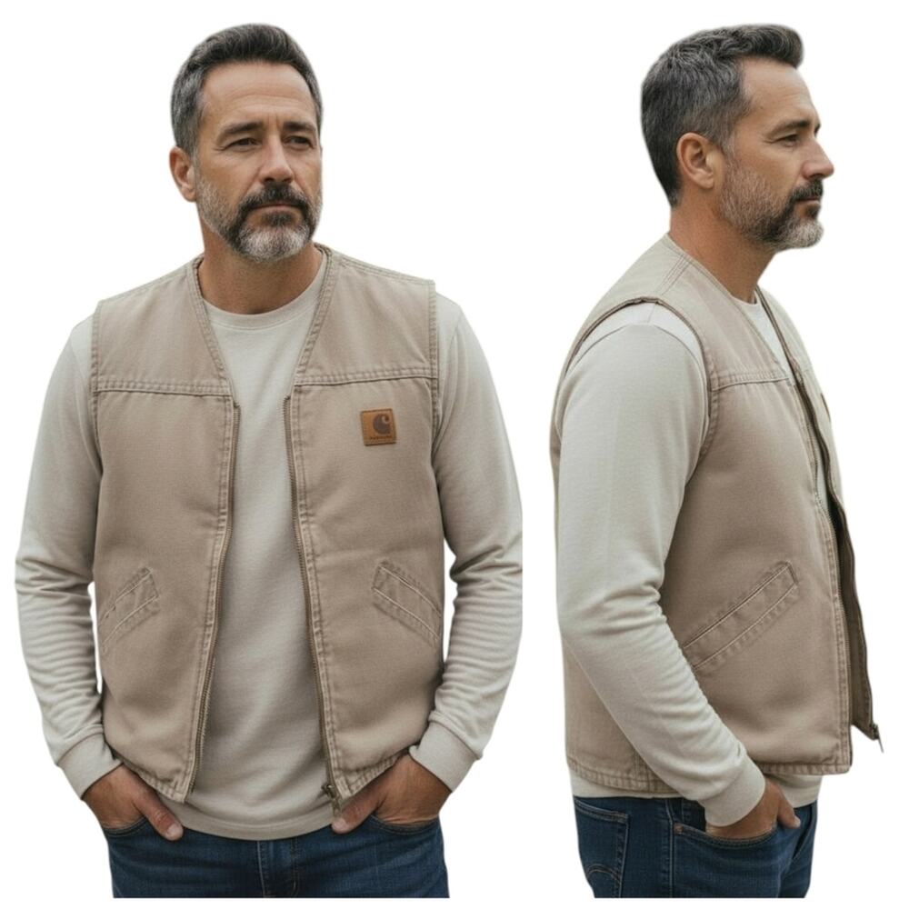 Vintage Carhartt V13 DES Sherpa Lined Duck Canvas Work Vest Made in USA XL  F298